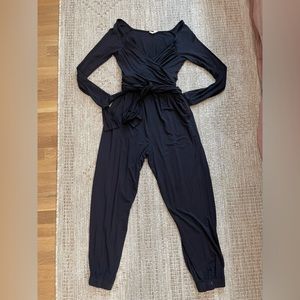 Daily Practice by Anthropologie black wrap jumpsuit